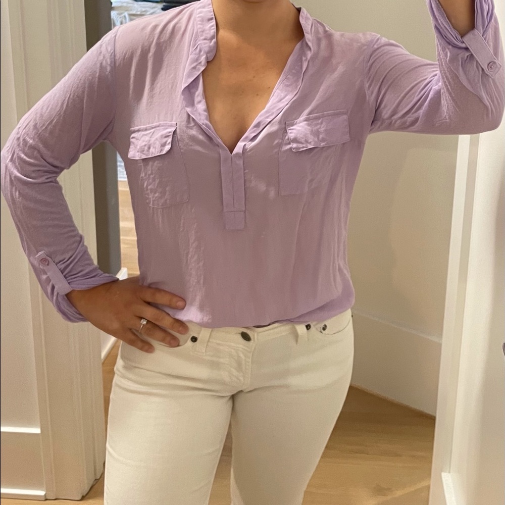 Purple semi-sheer blouse